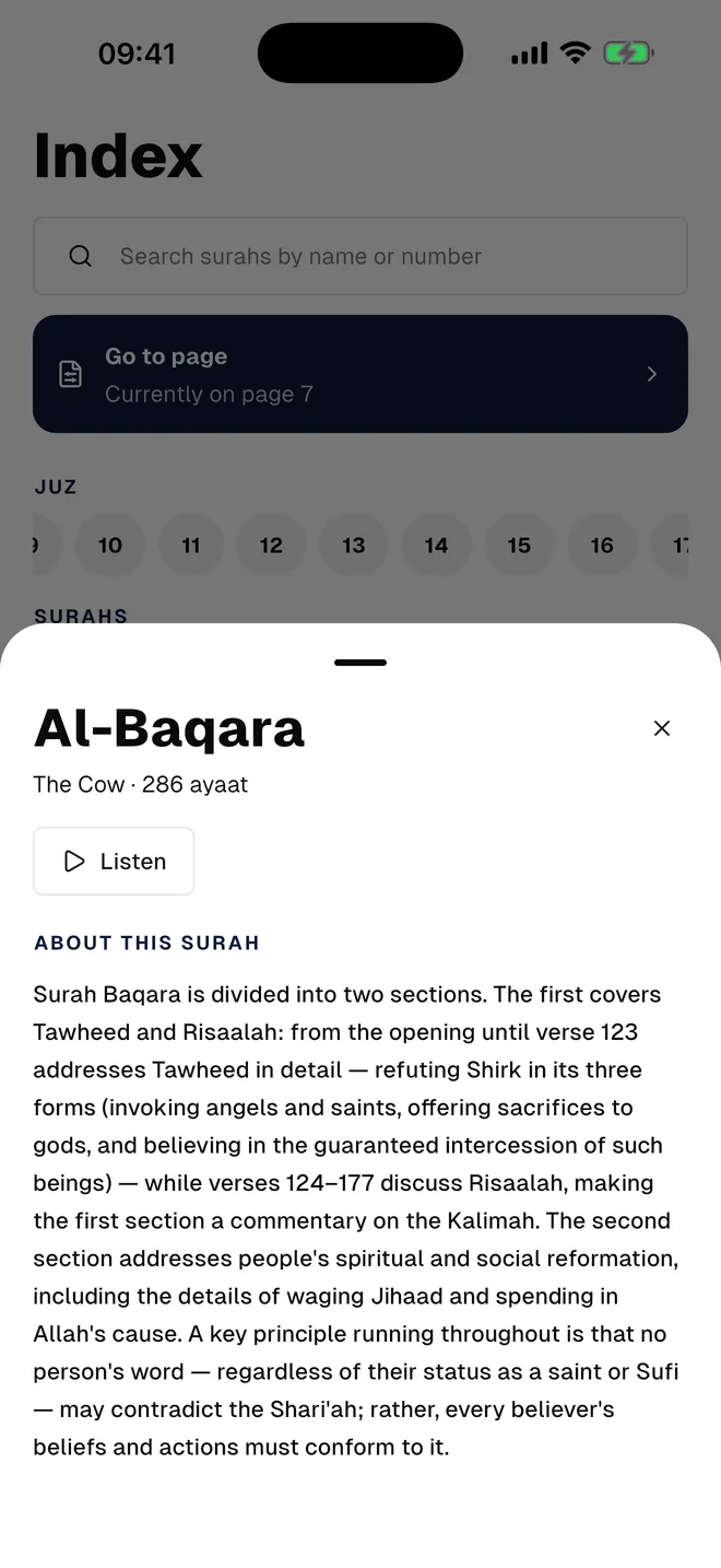 The About this Surah sheet for Al-Baqarah